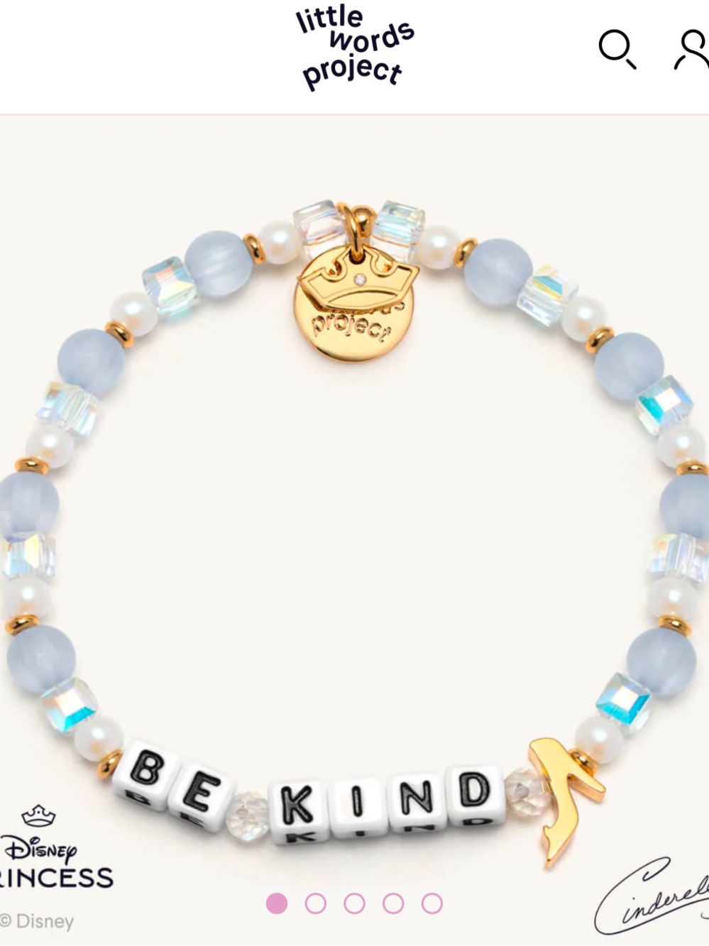 Little Words Project Disney Cinderella BE KIND Beaded Bracelet